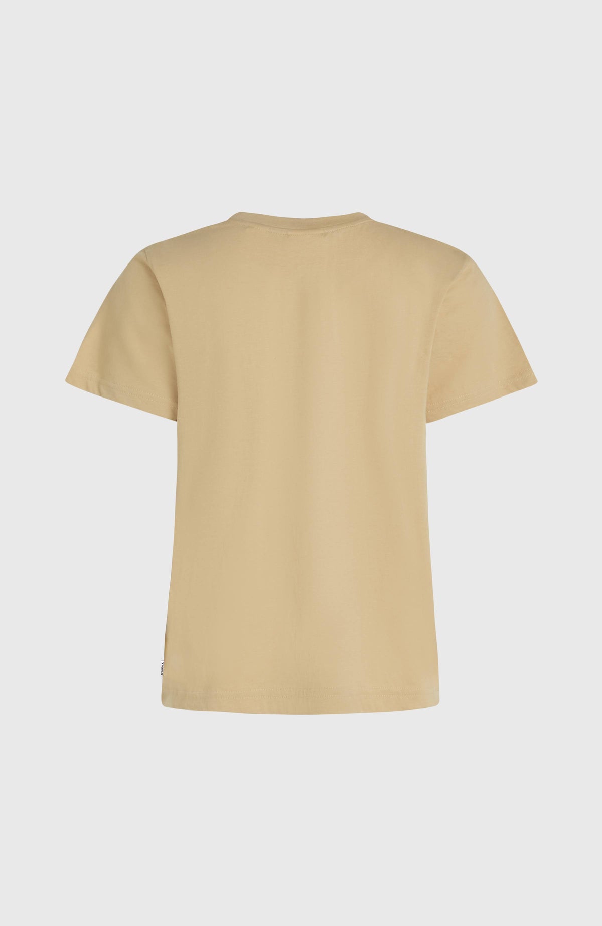 Essentials Script T-Shirt für Damen, beige, freigestellt von hinten mit Rundhalsausschnitt