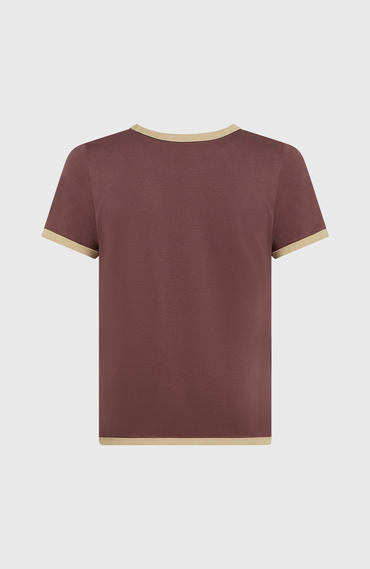 O'Riginals Front Print T-Shirt für Damen, lila, flach liegend von hinten mit abgesetzten Säumen