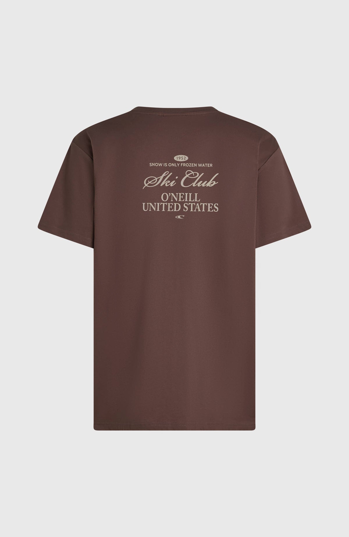 Must-Have Back Graphic T-Shirt für Damen, lila mit Logo-Print in Beige, flach liegend von hinten