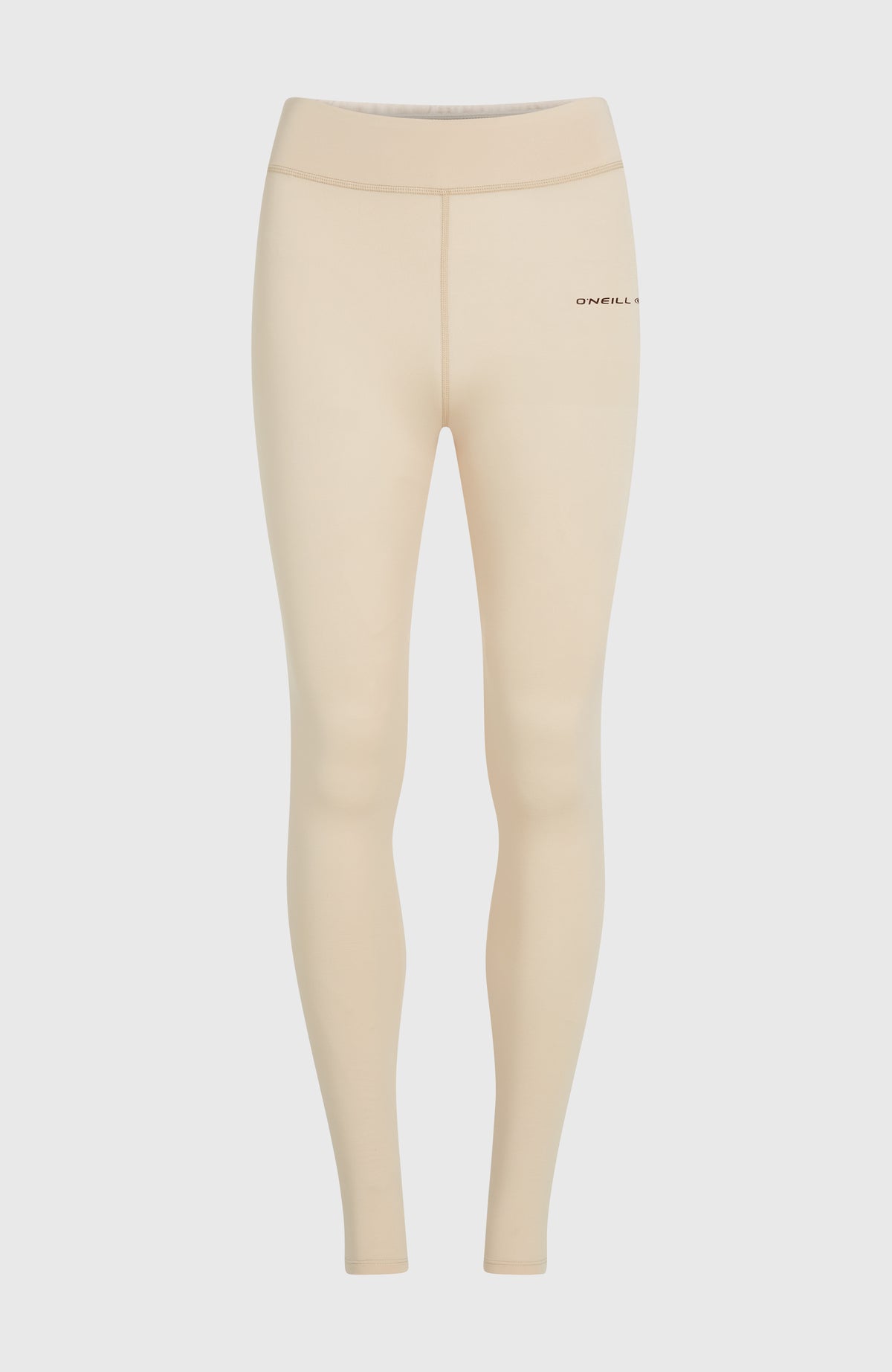 Thermounterhose für Damen, beige, flach liegend von vorne mit Logo-Schriftzug