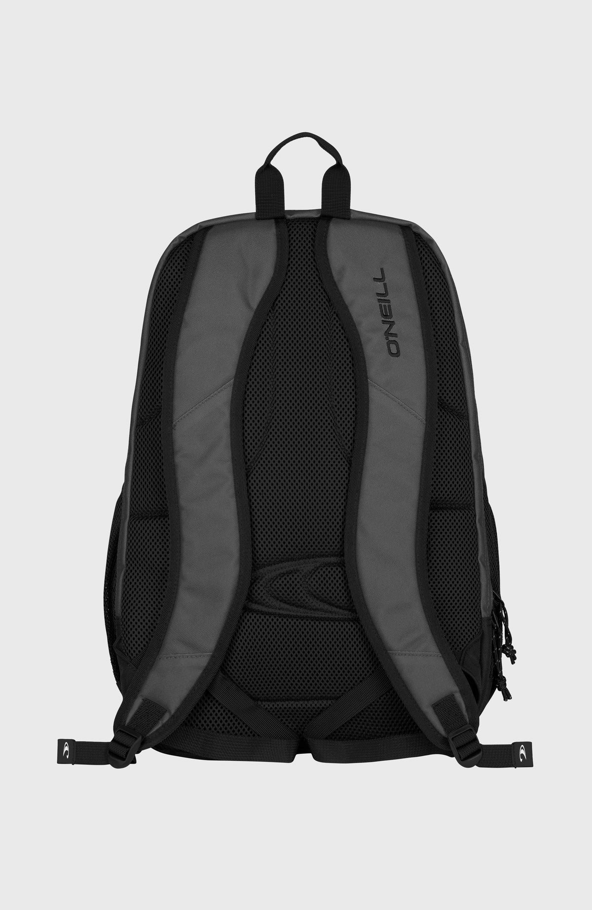 Wedge Rucksack für Herren, grau, freigestellt in Rückansicht mit gepolsterten Schulterträgern