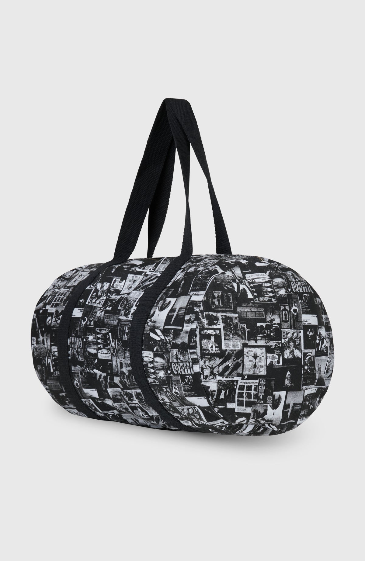 O'Riginals Tasche für Herren, schwarz mit Fotoprint in Weiß, freigestellt von der Seite mit Tragegurten