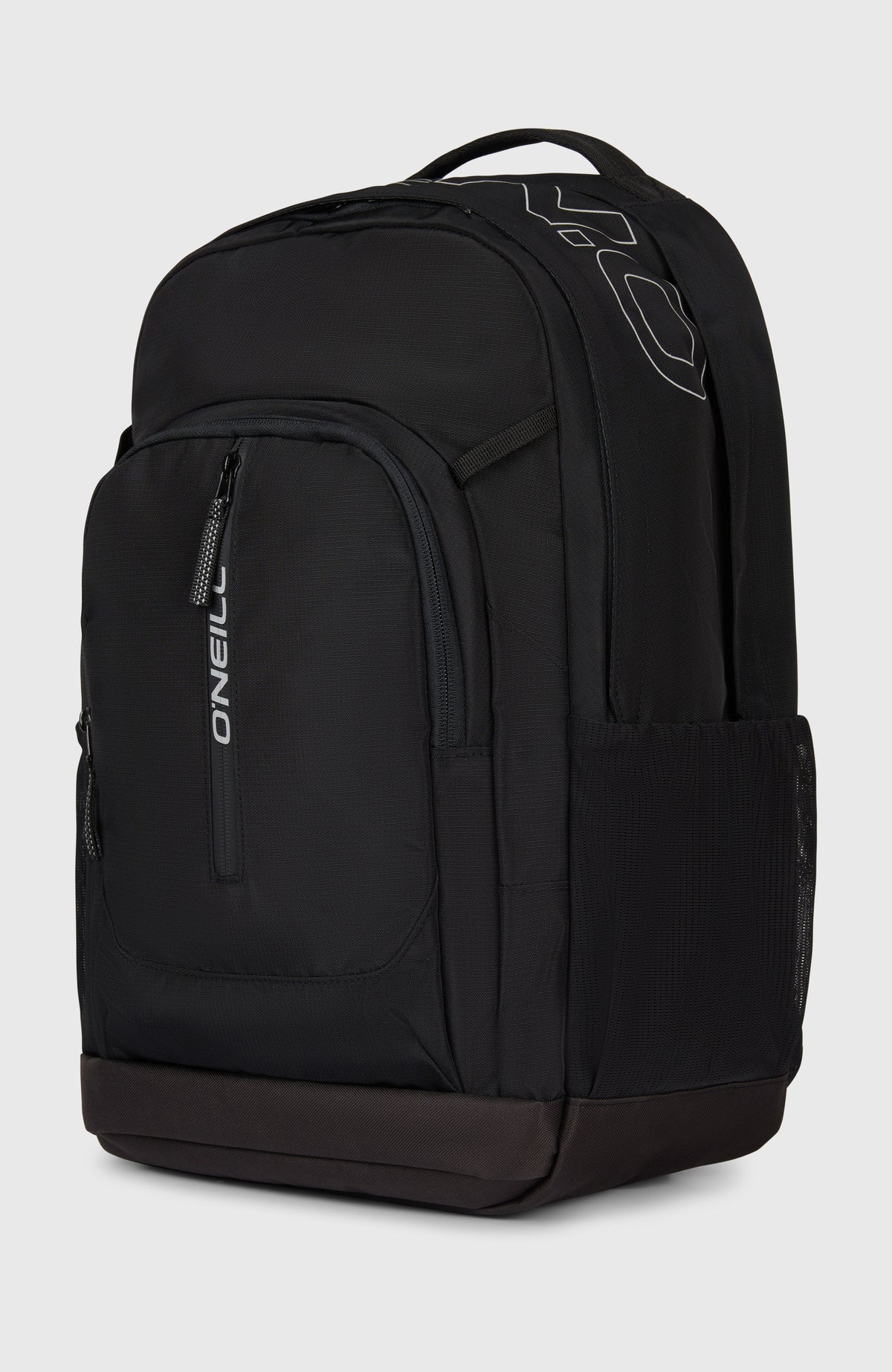 President 32L Rucksack, schwarz, freigestellt von der Seite mit seitlichem Mesh-Fach