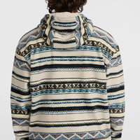 Superfleece Hoodie mit Halbreißverschluss | Grey Ikat Stripe