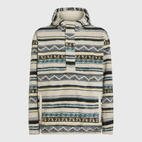 Superfleece Hoodie mit Halbreißverschluss | Grey Ikat Stripe