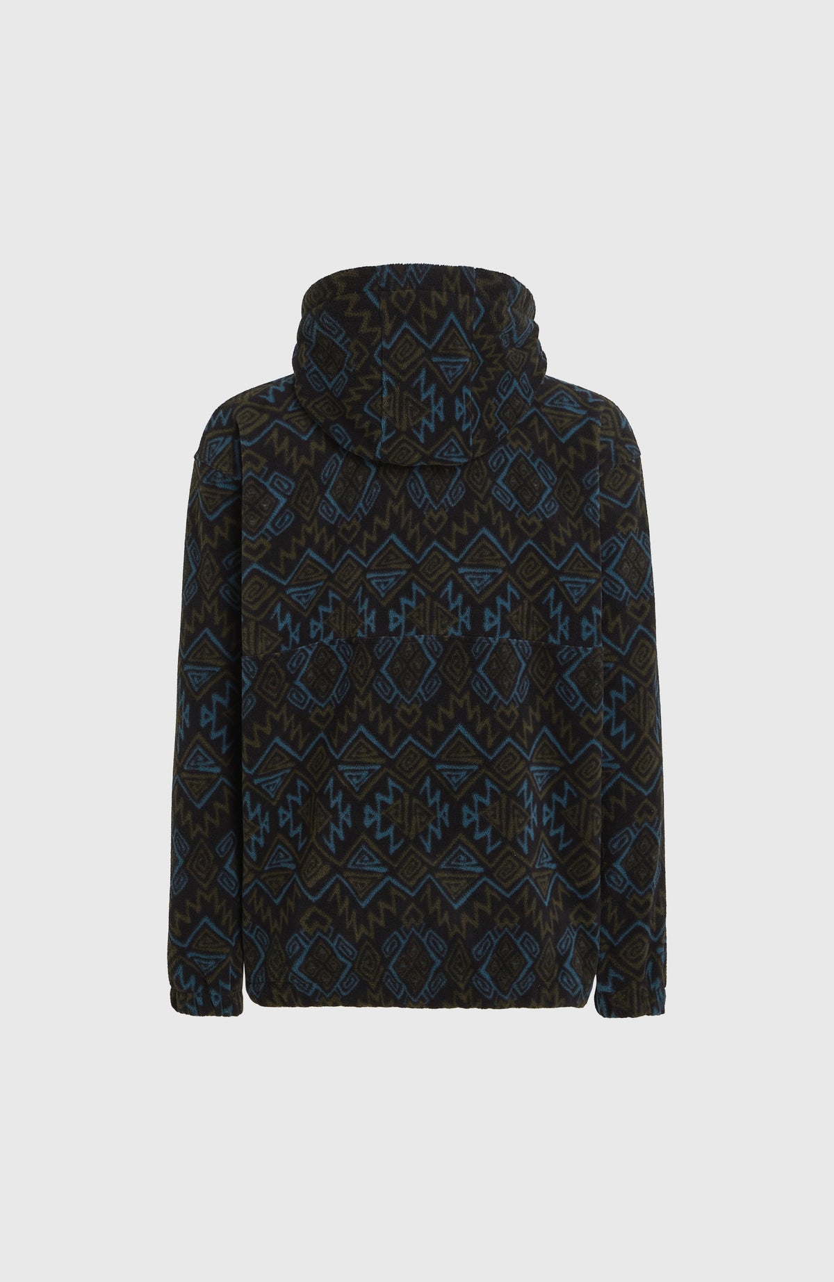 Superfleece Hoodie mit Halbreißverschluss | Black Retro Ikat