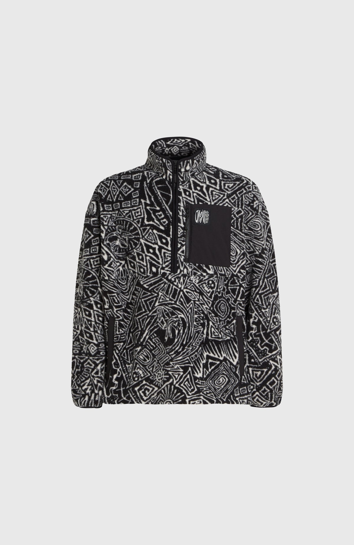 Flauschiger Surf Heroes Fleecepullover mit Halbreißverschluss | White/Black Sketcheritage