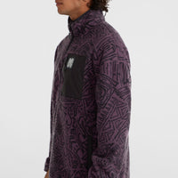 Flauschiger Surf Heroes Fleecepullover mit Halbreißverschluss | Black/Purple Sketcheritage