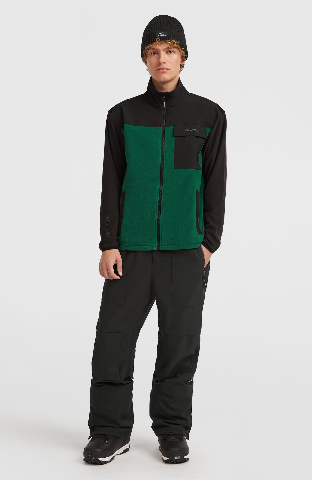 FWC'Peak Polartec® Fleecejacke für Herren, grün, Ganzkörperansicht von vorne am Model