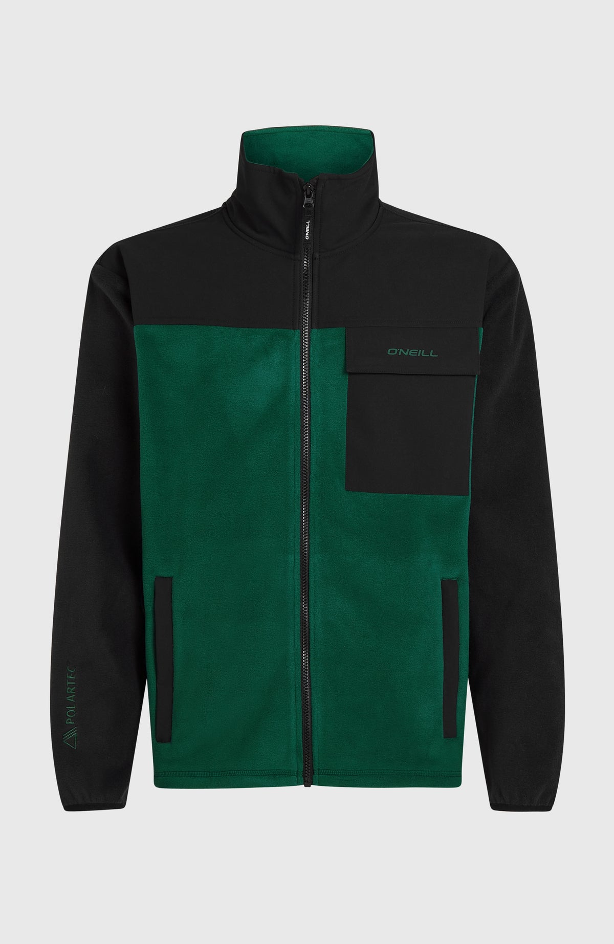 FWC'Peak Polartec® Fleecejacke für Herren, grün, freigestellt von vorne mit Reißverschluss
