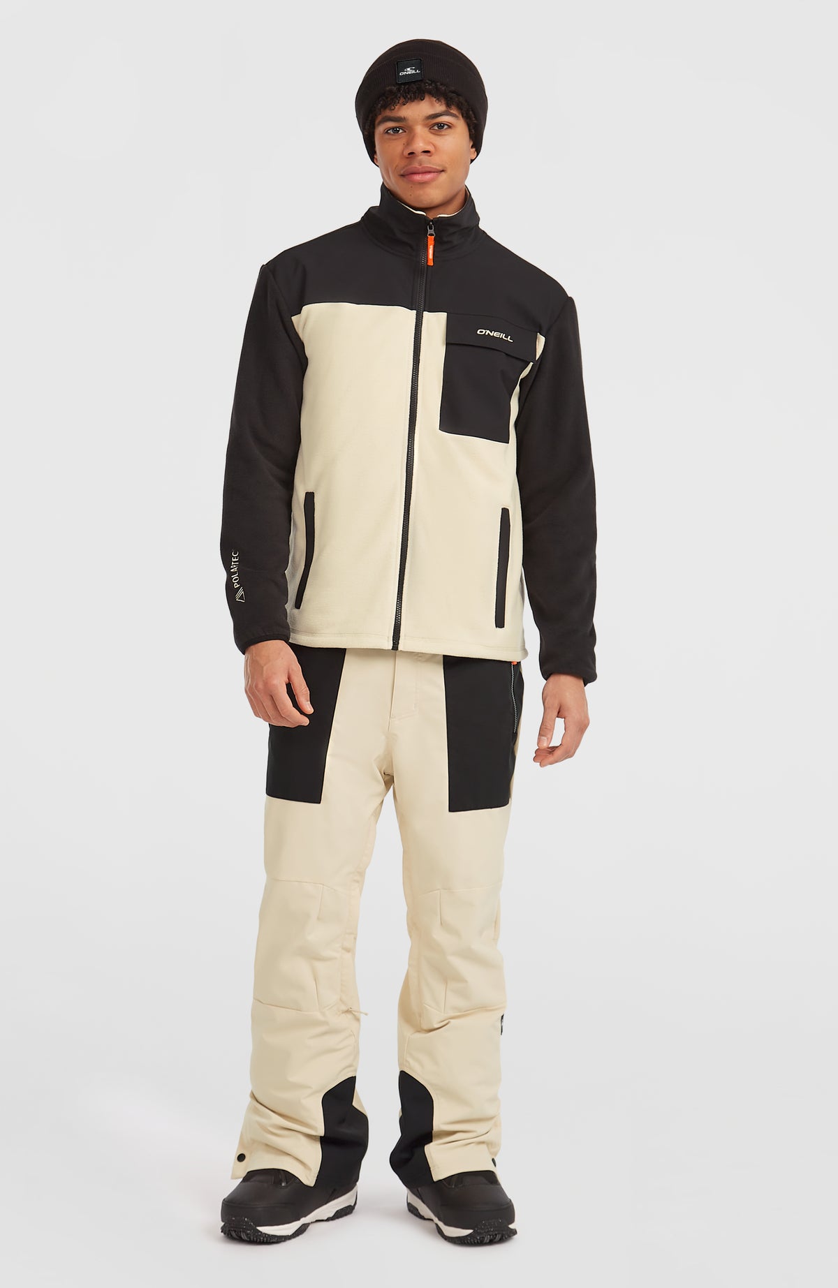 FWC'Peak Polartec® Fleecejacke für Herren, beige, Ganzkörperansicht am Model von vorne