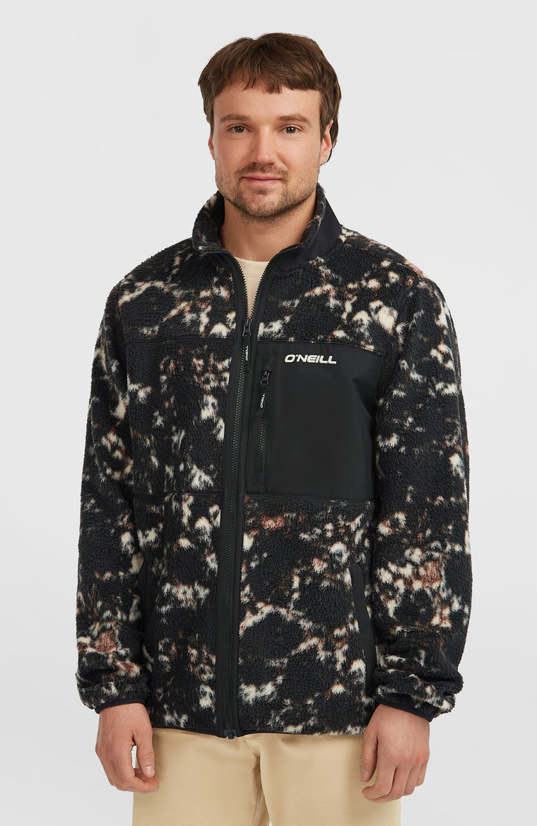 Flauschige Must-Have Fleecejacke mit Reißverschluss | Black/Beige Quarry