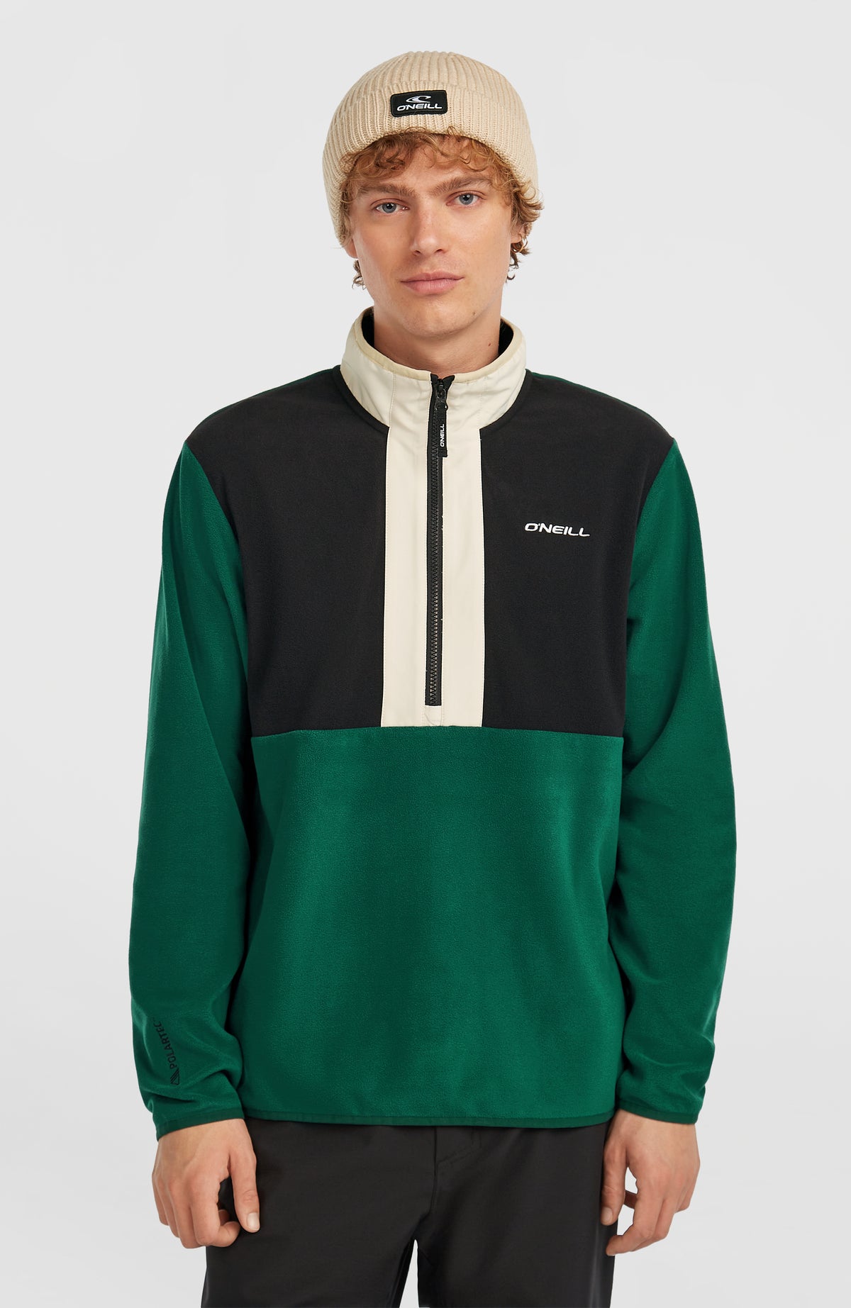 O'Neill FWC'Cruz Triple Polartec® Fleecepullover für Herren in Schwarz-Mix, Vorderansicht am Model