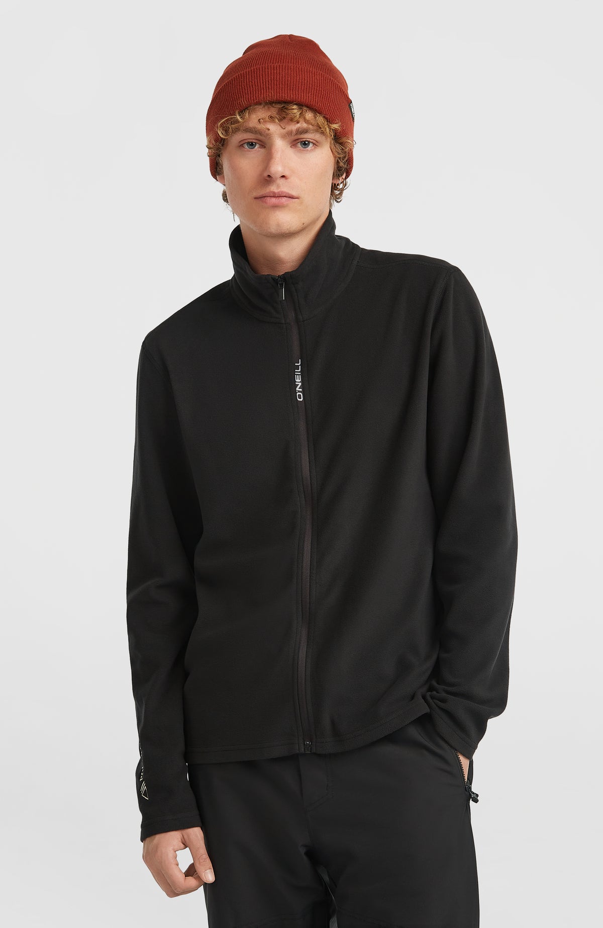 O'Neill FWC'Cruz Jack's Polartec® Fleecejacke mit Reißverschluss für Herren, schwarz, Vorderansicht am Model