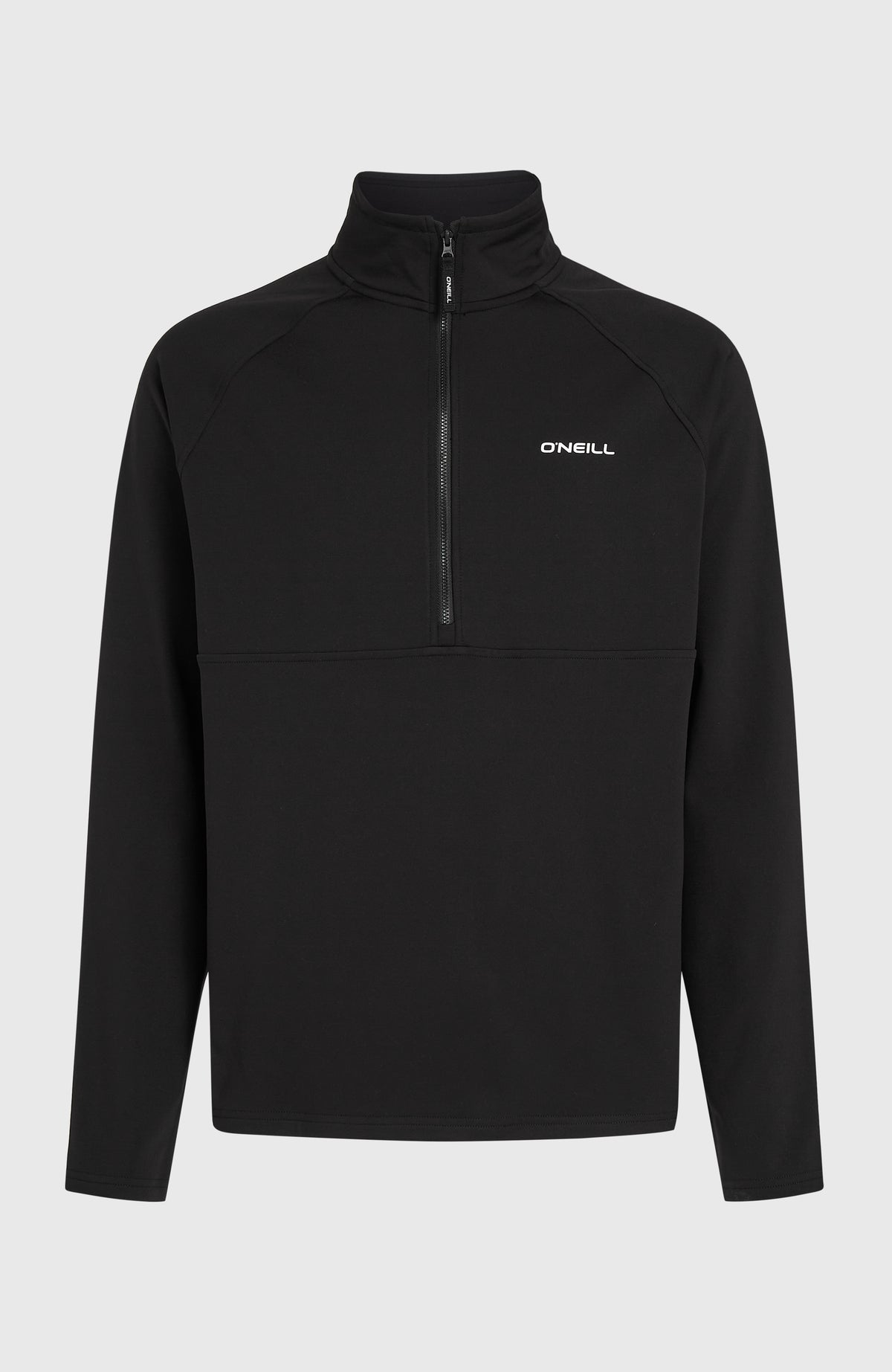 FWC'Cruz Fleecepullover für Herren, schwarz, flach liegend von vorne mit kurzem Reißverschluss