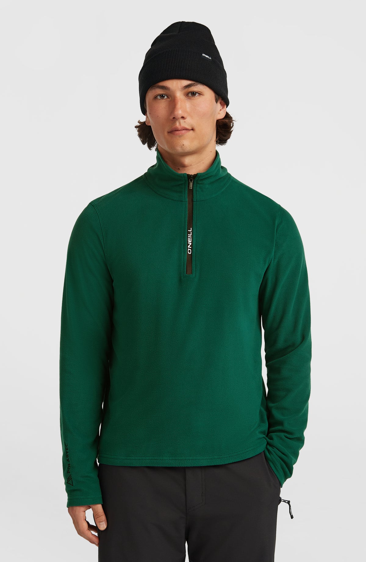 O'Neill FWC'Cruz Jack's Polartec® Fleecepullover mit Halbreißverschluss für Herren, grün, Vorderansicht am Model