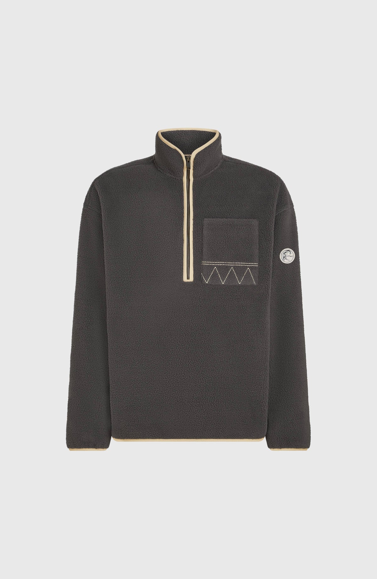 O'Riginals Fleecepullover für Herren, grau, freigestellt von vorne mit aufgesetzter Brusttasche