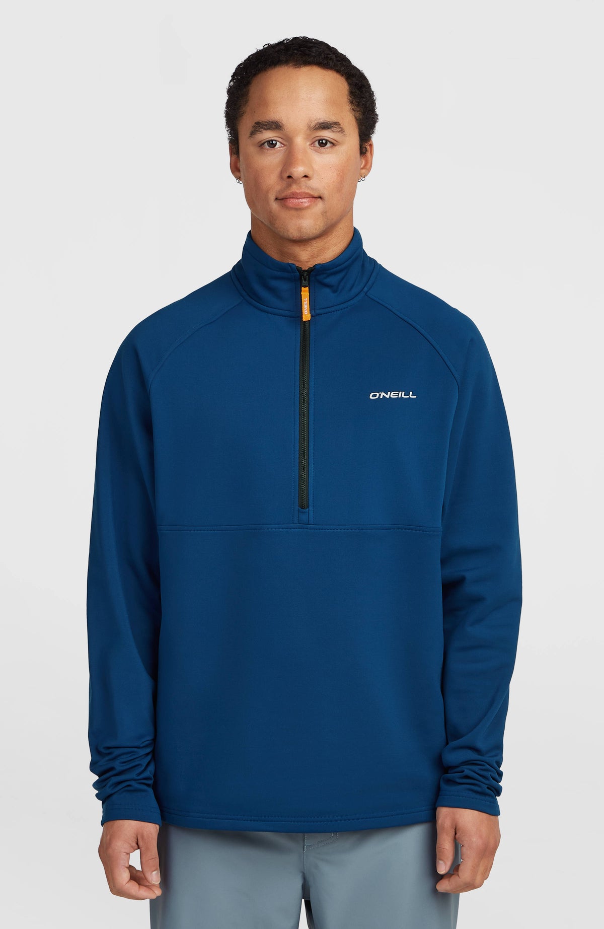 O'Neill FWC'Cruz Fleecepullover mit Halbreißverschluss für Herren, blau, Vorderansicht am Model