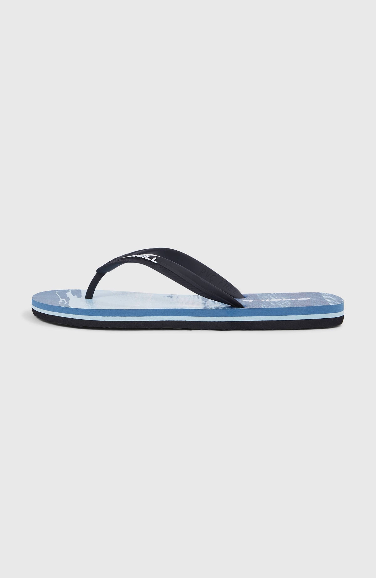 Profile Graphic Sandalen für Herren, blau mit Grafikmuster in Hellblau, freigestellt in der Seitenansicht