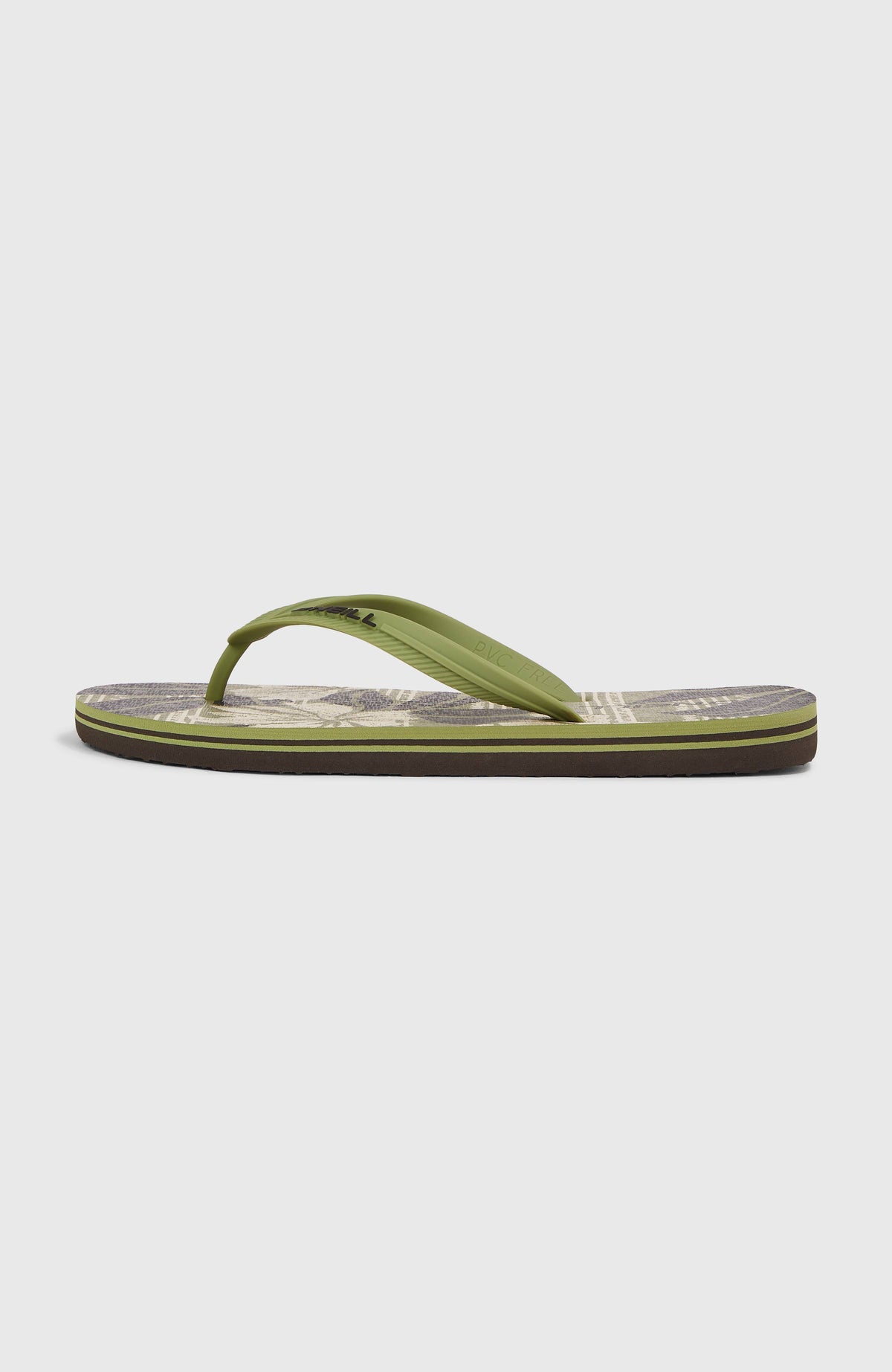 Profile Graphic Sandalen für Herren, grün mit Blumenmuster in Beige und Schwarz, freigestellt von der Seite