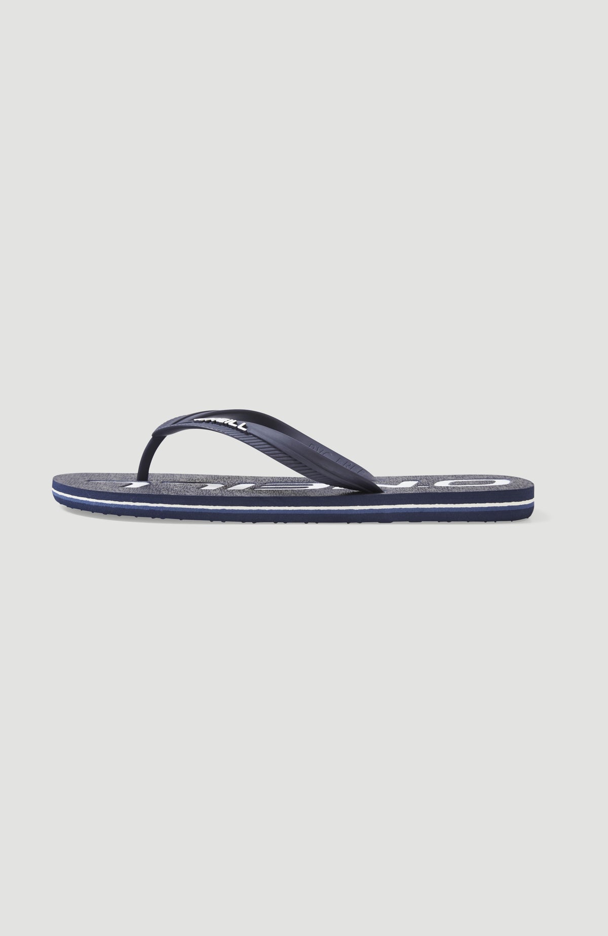 Profile Logo Sandalen für Herren, blau mit Logo-Print in Weiß, freigestellt in der Seitenansicht