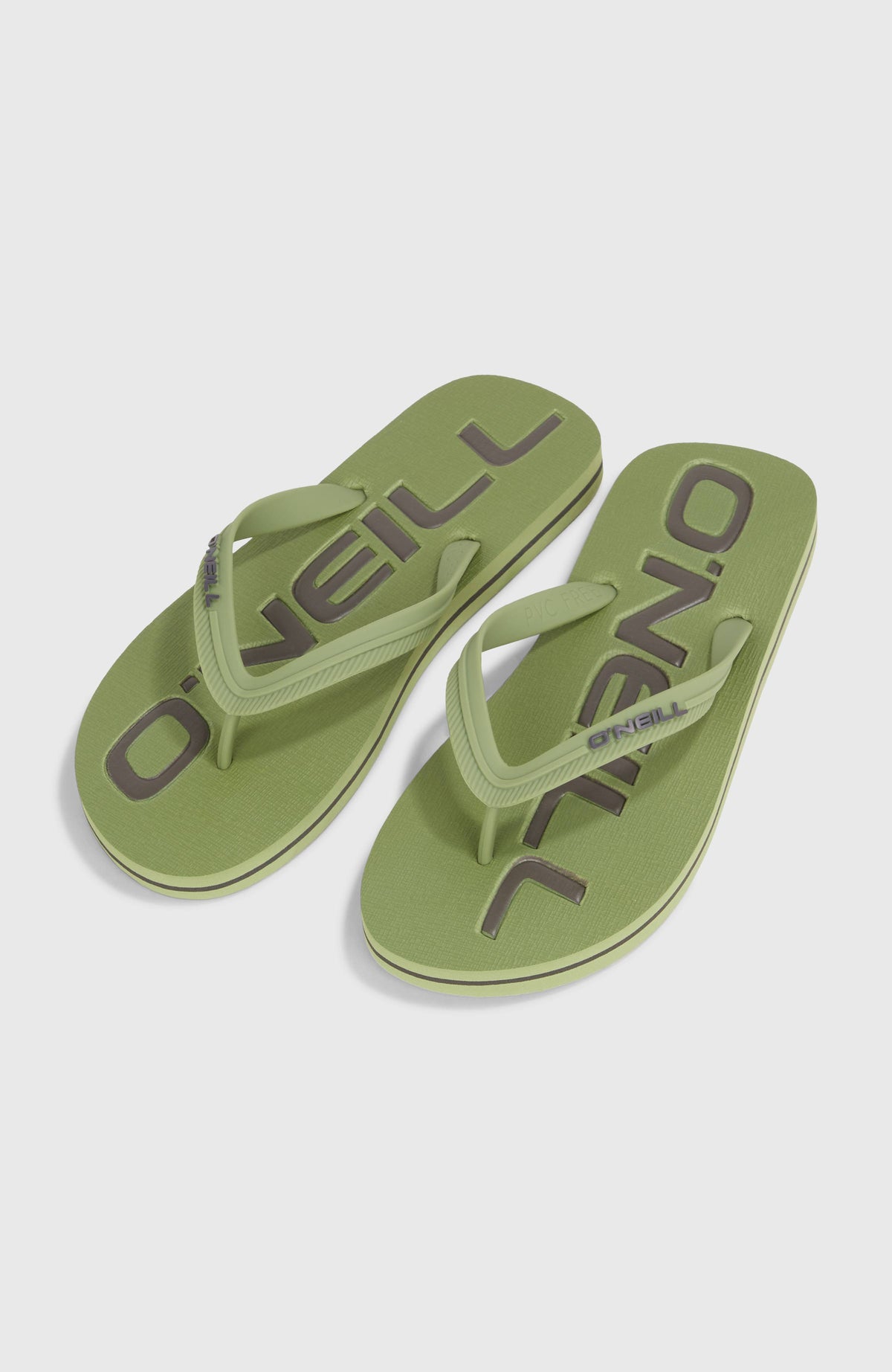 O'Neill Profile Logo Sandalen für Herren, grün, freigestellt von schräg oben mit Logo-Schriftzug