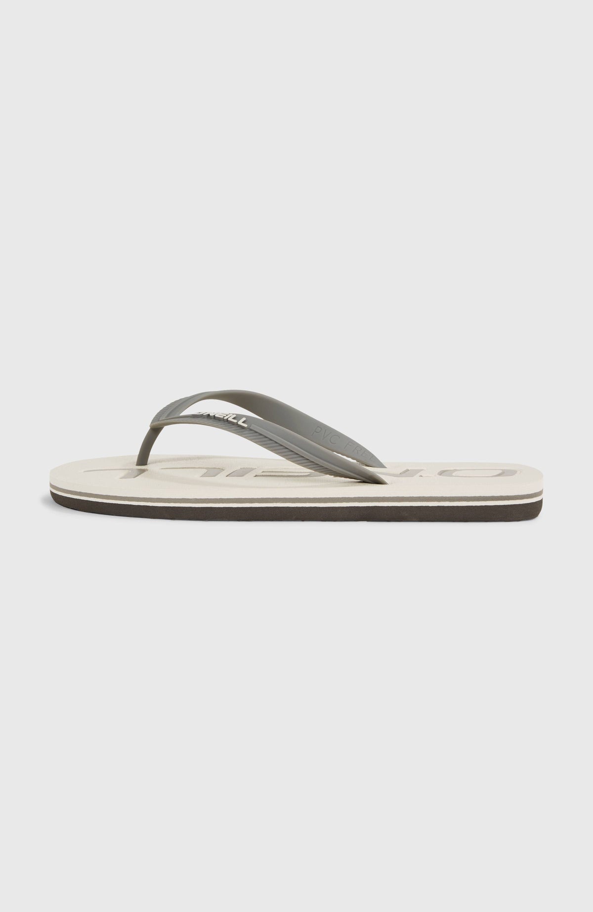 Profile Logo Sandalen für Herren, beige mit Logo-Print in Grau, freigestellt von der Seite