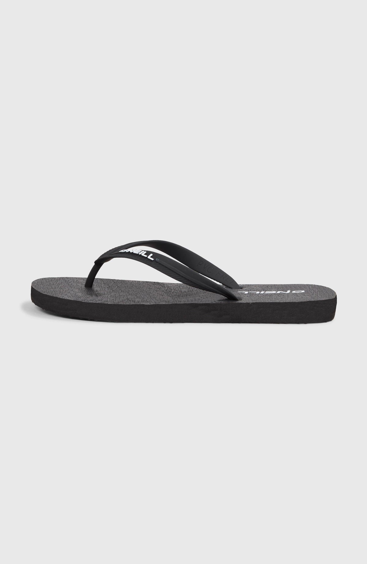 Profile Small Logo Sandalen für Herren, schwarz, freigestellt von der Seite, flache Sohle