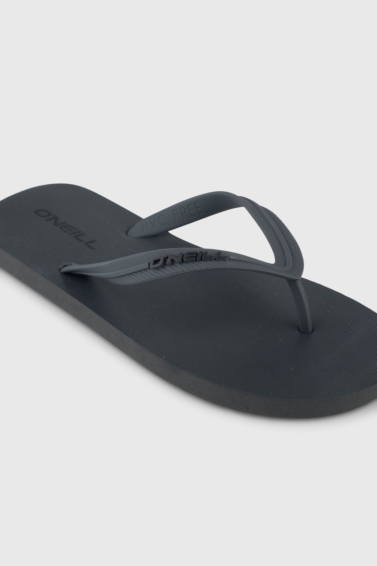 Profile Small Logo Sandalen für Herren, grau, Nahaufnahme von Fußbett und Zehensteg mit Logo