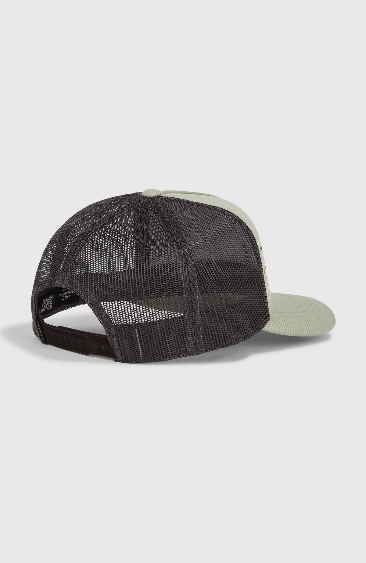 Flower Trucker Cap für Herren, grün mit Blumenmuster, freigestellt von hinten mit Snapback-Verschluss