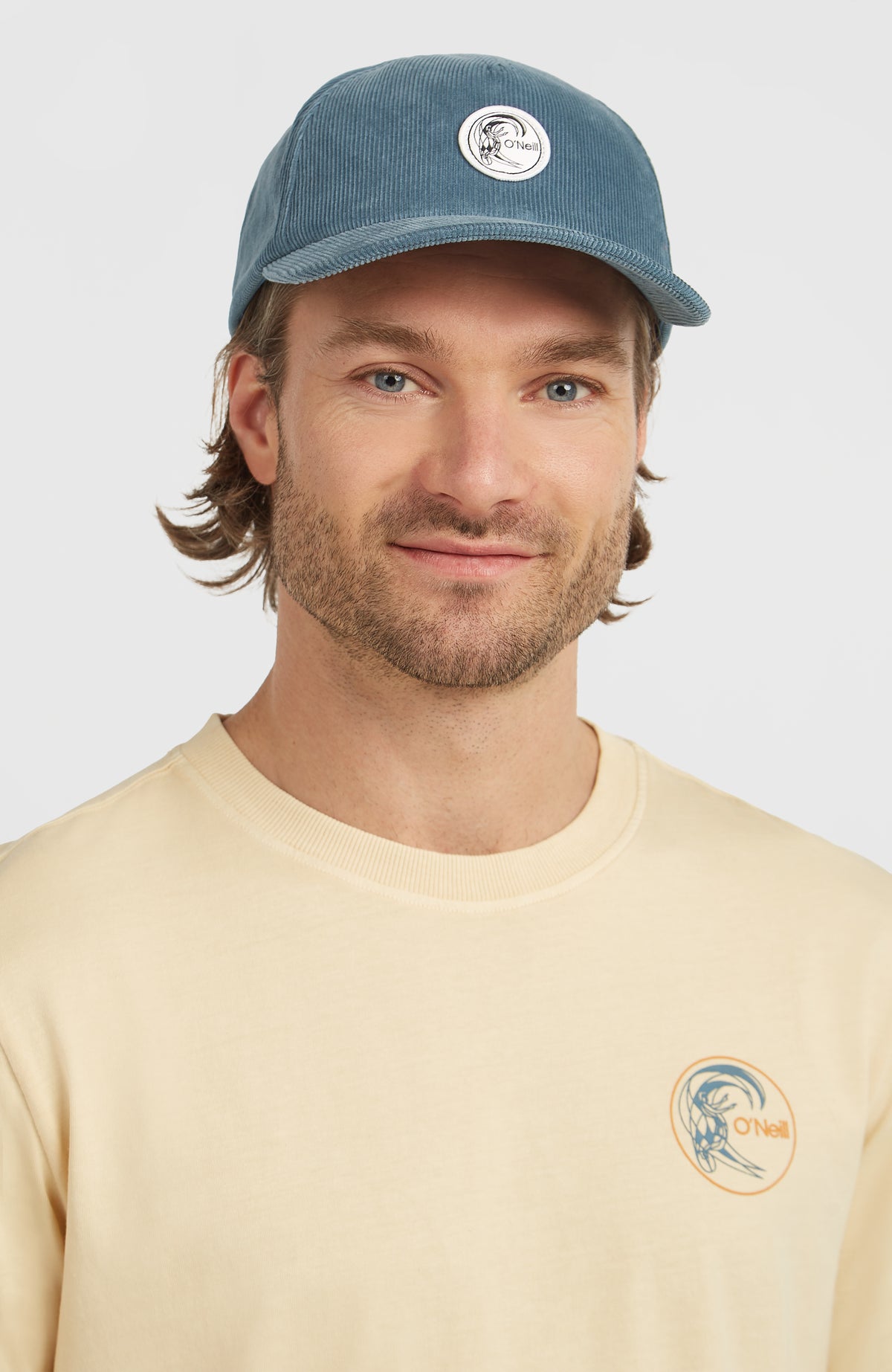 O'Riginals Cord-Cap, blau, Vorderansicht, getragen am Model