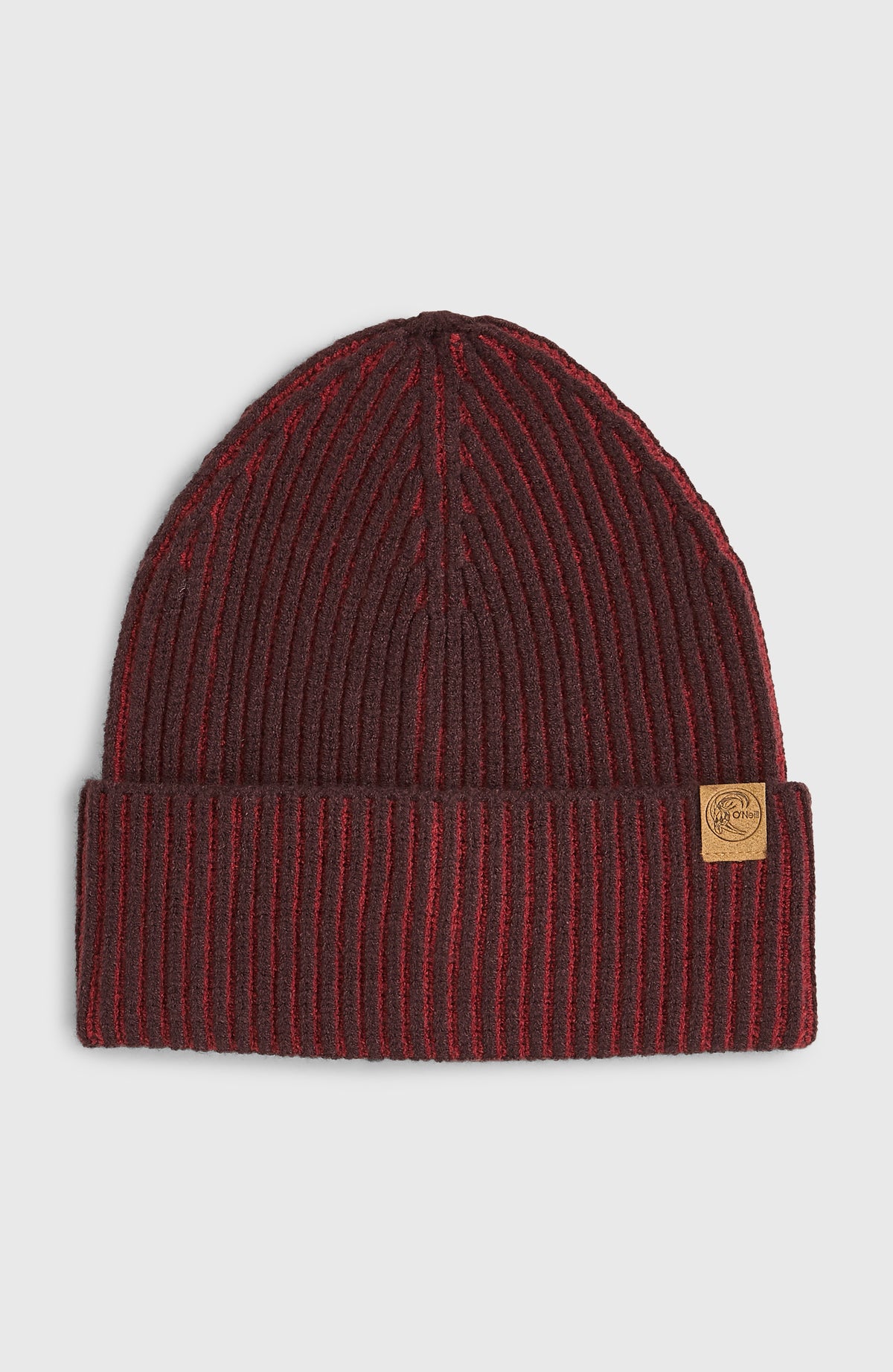 O'Neill O'Riginals Beanie, orange, freigestellt von vorne mit umgeschlagenem Saum und Logo-Patch
