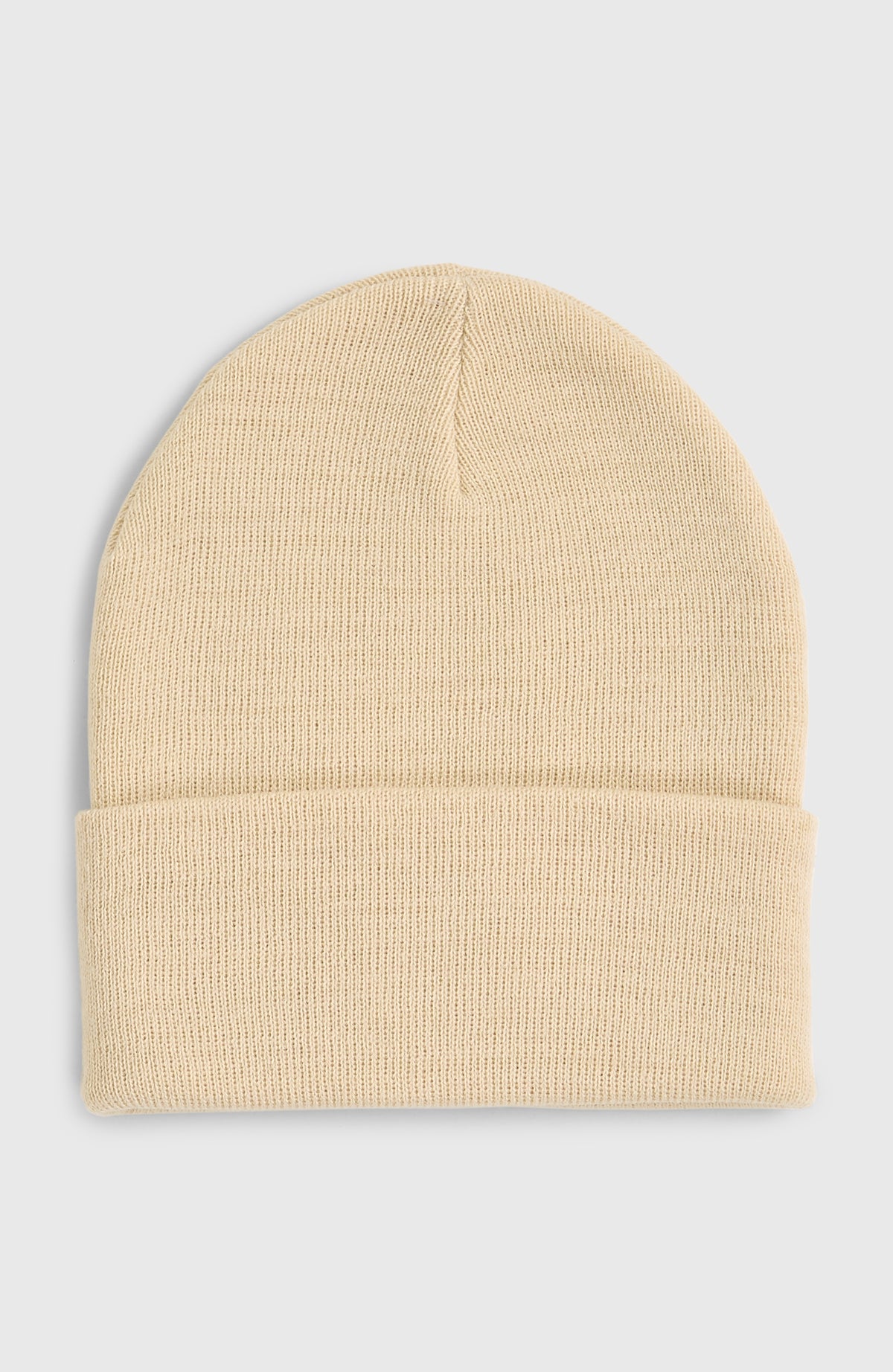 Snow Beanie für Herren, beige, freigestellt von hinten mit breitem Umschlag