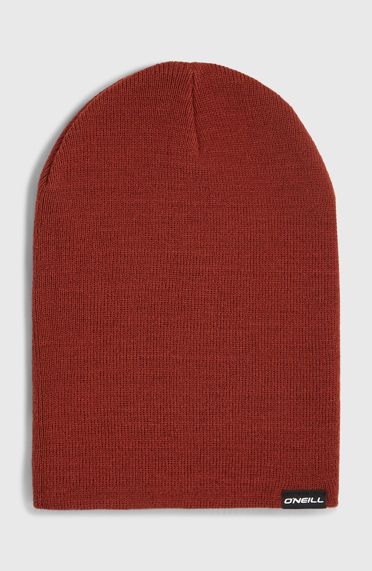 O'Neill Dolomite Beanie für Herren, orange, flach liegend von vorne, kleines Logo-Label am Saum