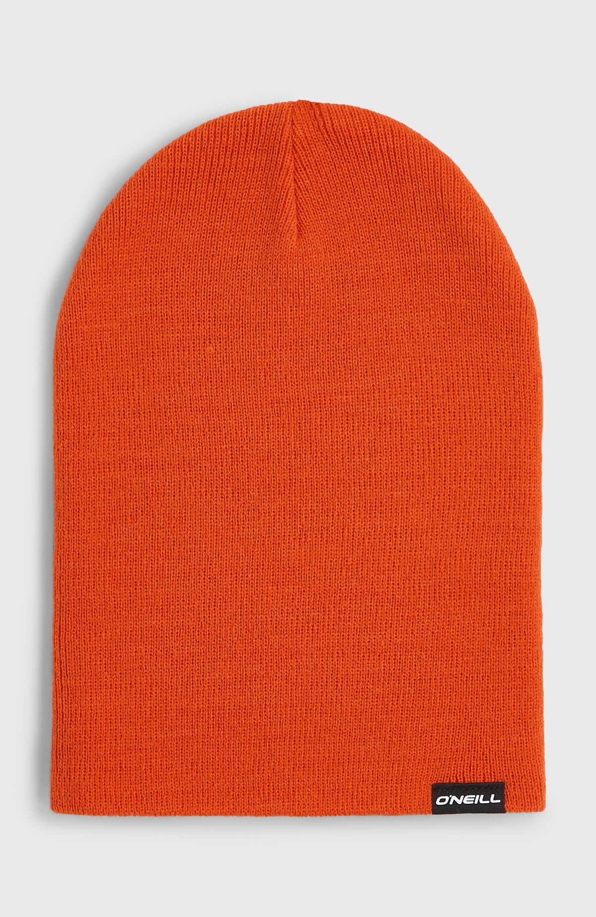 O'Neill Dolomite Beanie für Herren, rot, flach liegend von vorne, kleines Logo-Label am Saum