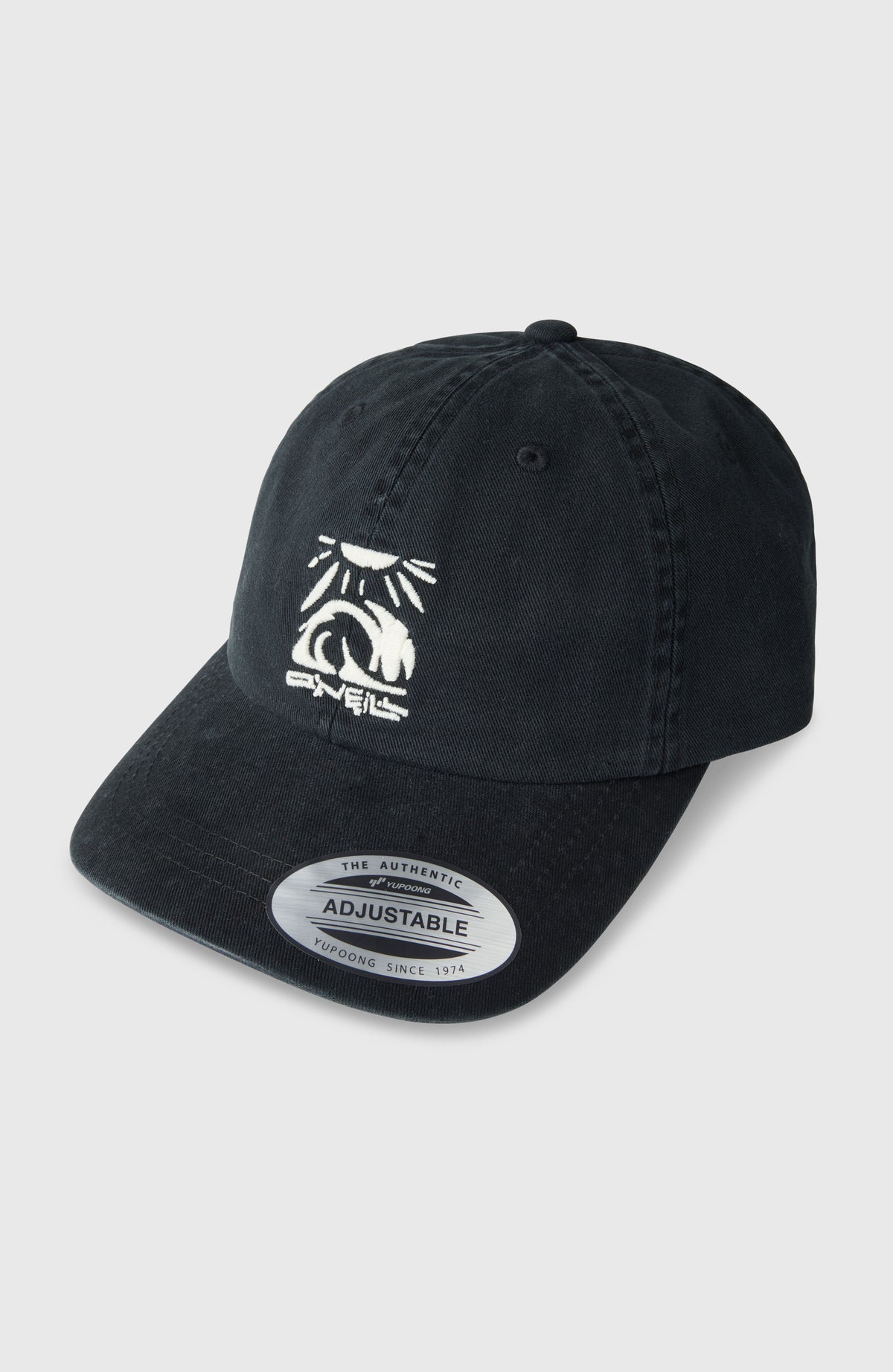 O'Neill Wash Cap für Herren, schwarz mit Stickerei in Weiß, freigestellt von schräg oben
