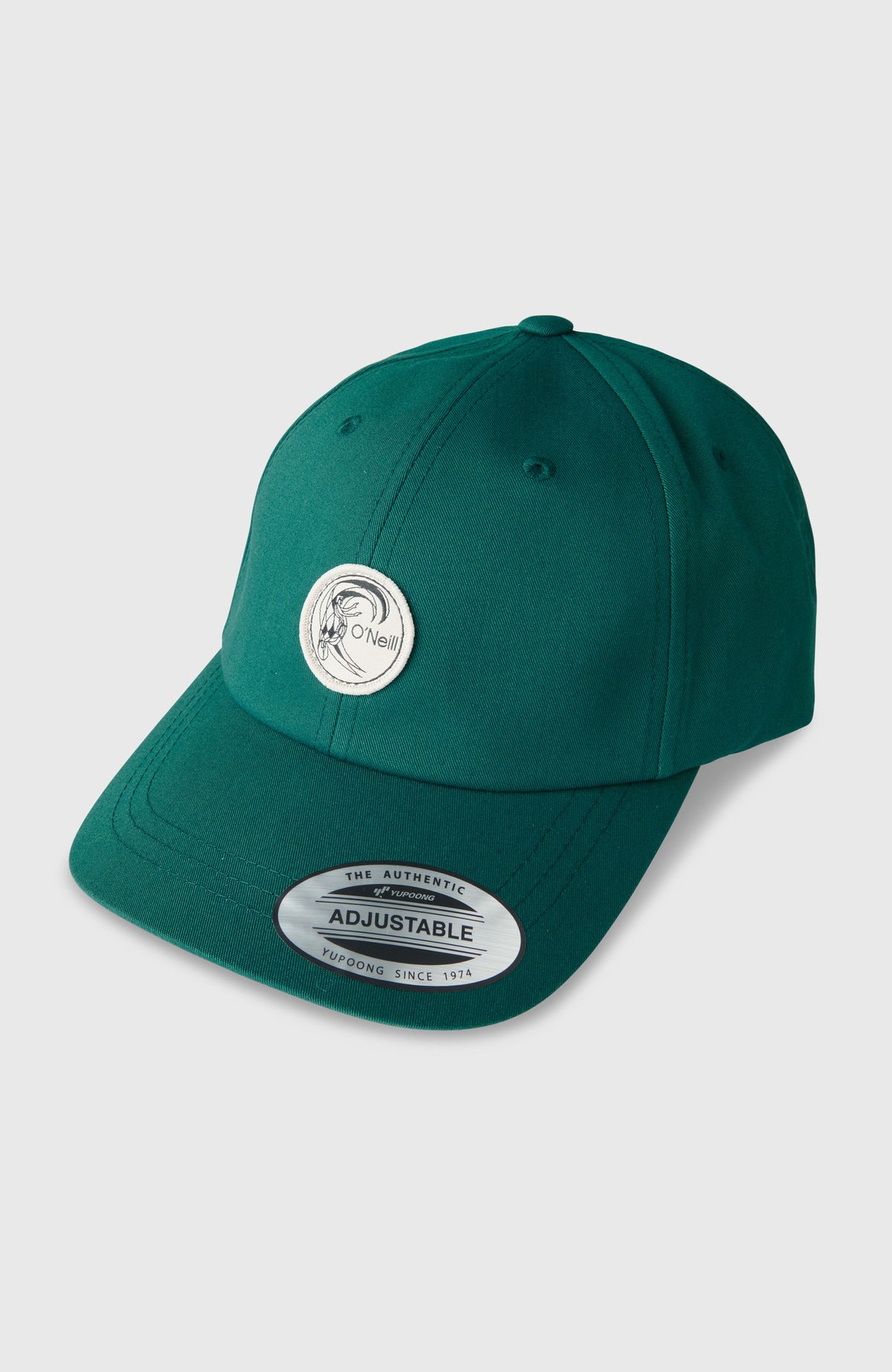 O'Neill O'Riginals Badge Cap für Herren, grün, freigestellt von schräg vorne mit rundem Logo-Patch