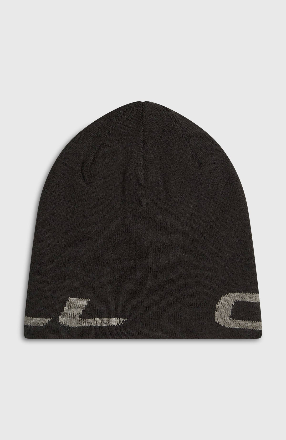 FWC'Peak Fire Beanie für Herren, schwarz mit Logo-Schriftzug in Grau, Rückansicht