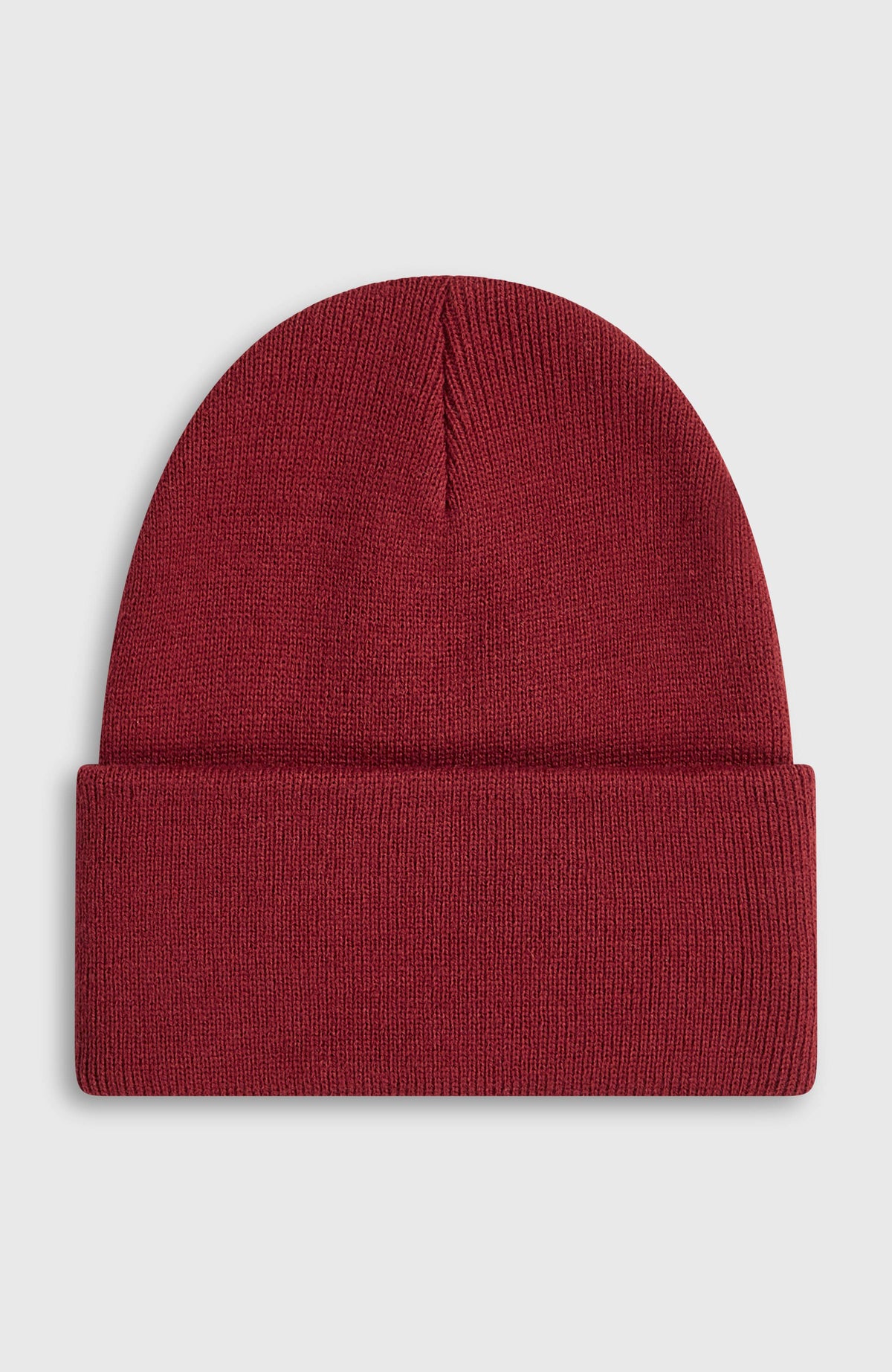 Logo Beanie für Herren, rot, freigestellt von hinten mit breitem Umschlag
