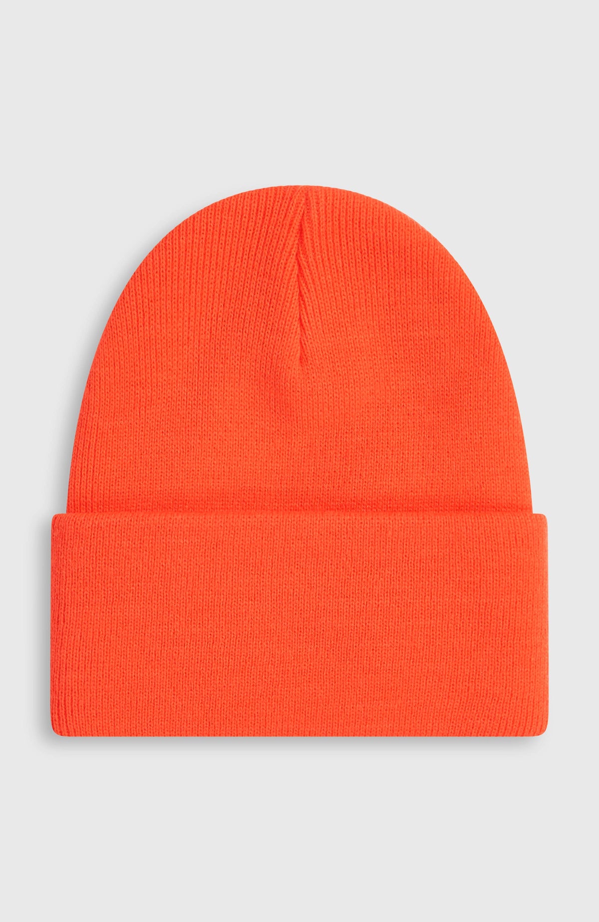 Logo Beanie für Herren, rot, flach liegend von hinten, glatte Rückansicht mit Umschlag