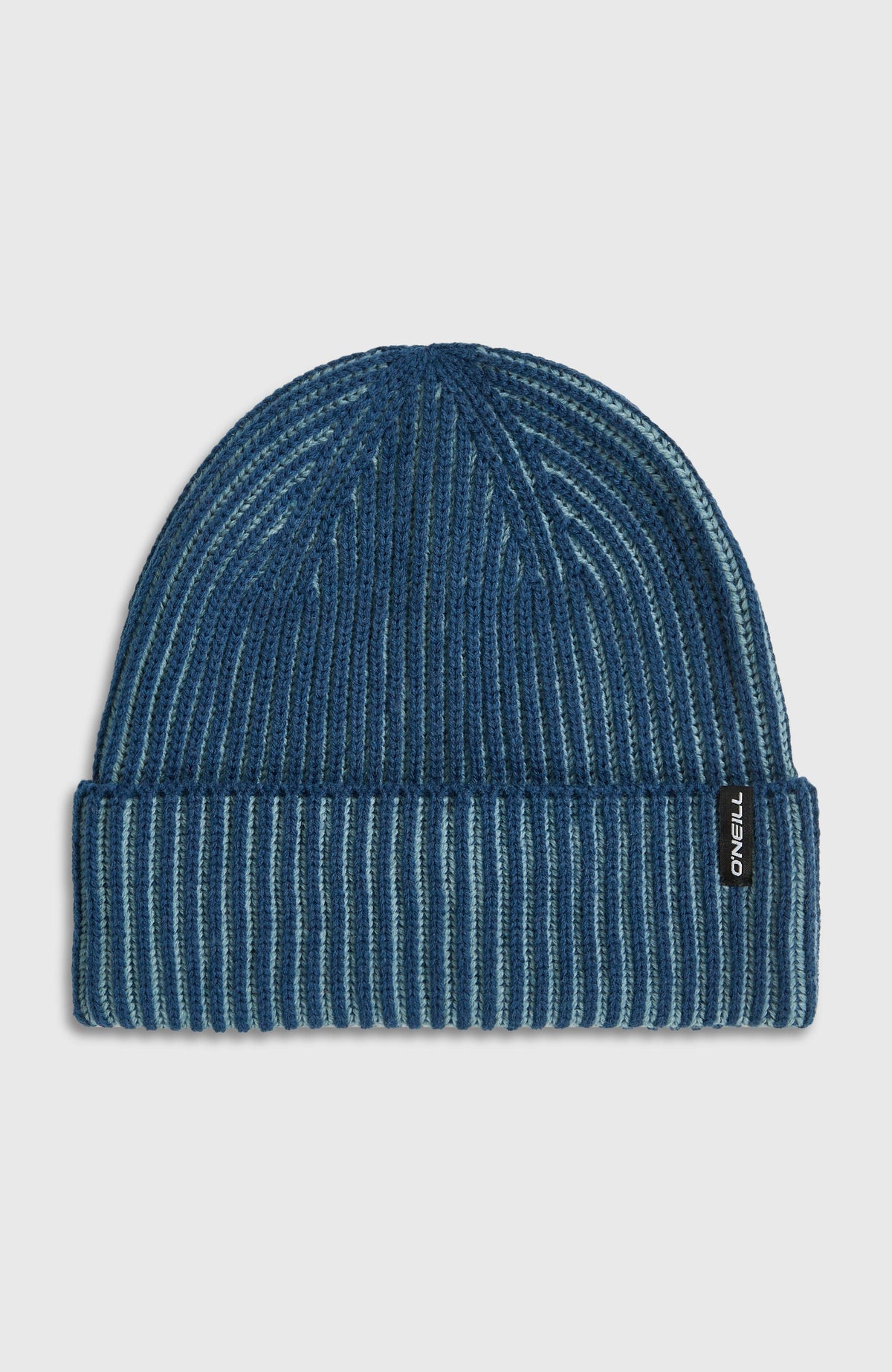 O'Neill Two-Tone Beanie für Herren, blau, freigestellt von vorne, umgeschlagener Saum mit Logo-Label