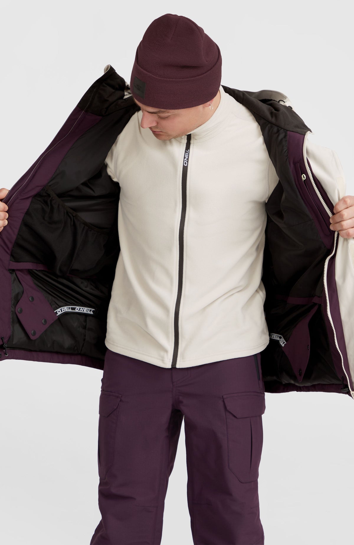 O'Riginals Hybrid-Skijacke | Aubergine Colour Block