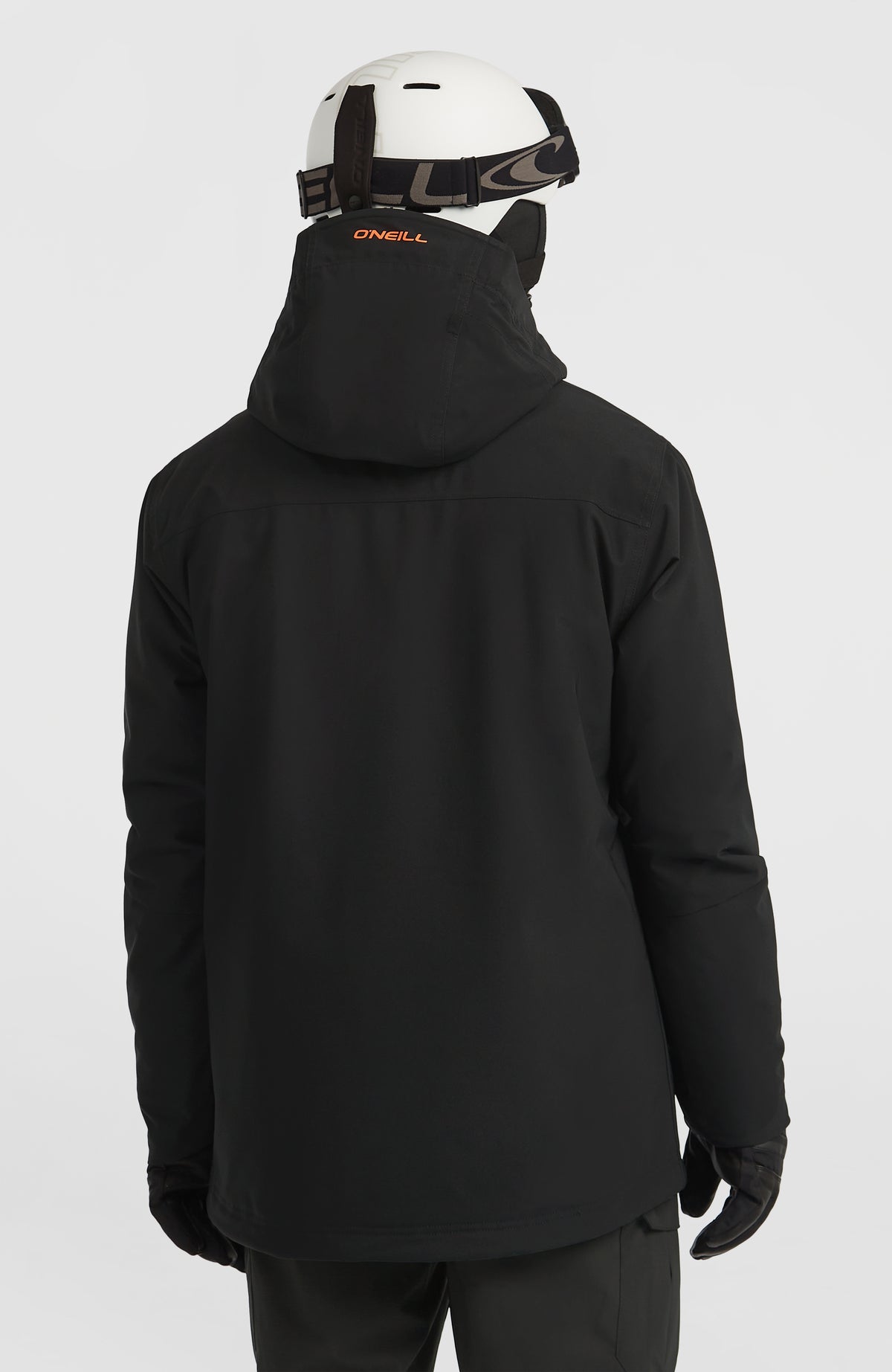FWC'Peak Skijacke für Herren, schwarz, Rückansicht am Model mit Kapuze