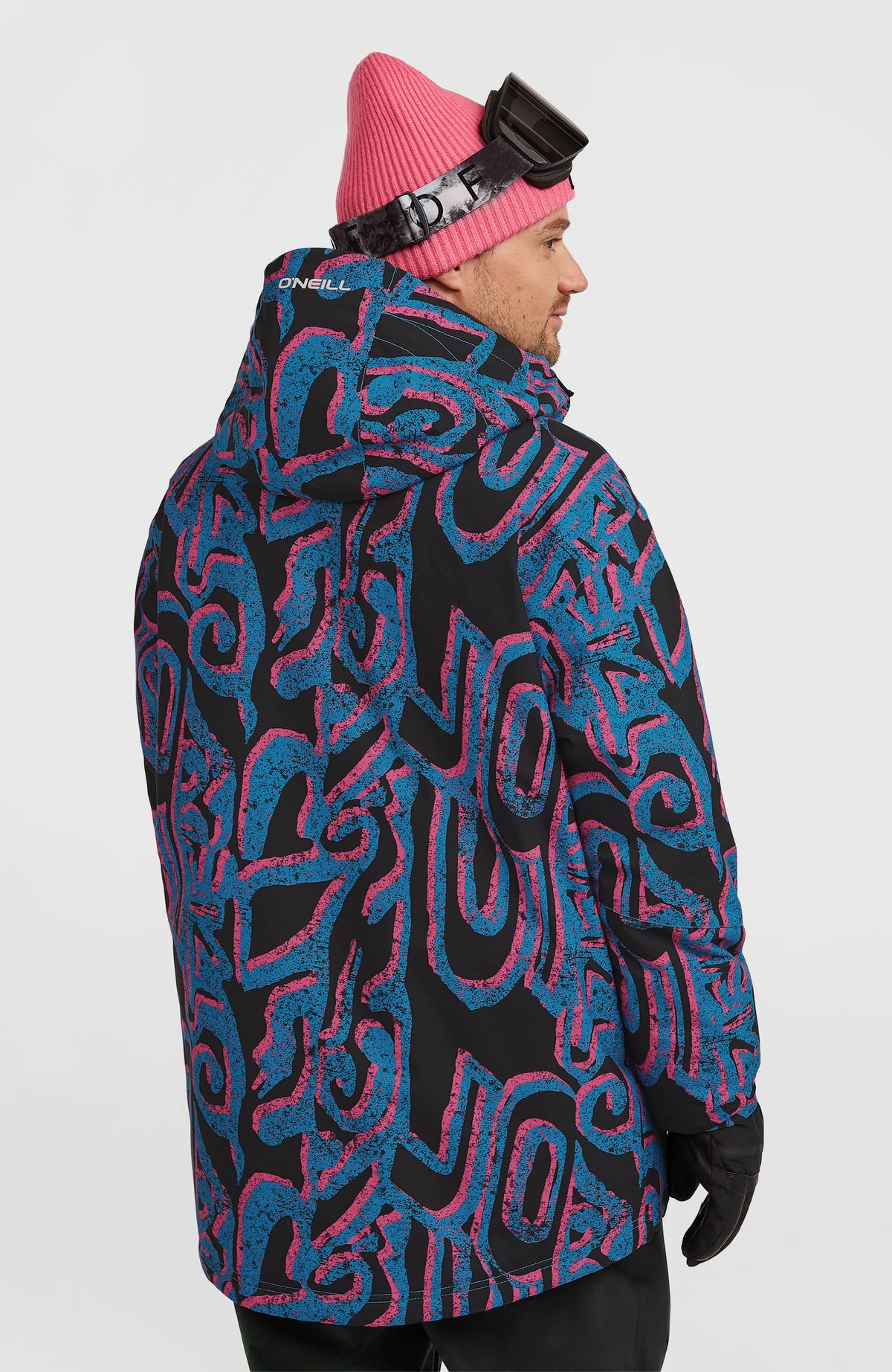 FWC'Play Asymmetric Ski- und Snowboardjacke für Herren in Pink, Rückansicht am Model