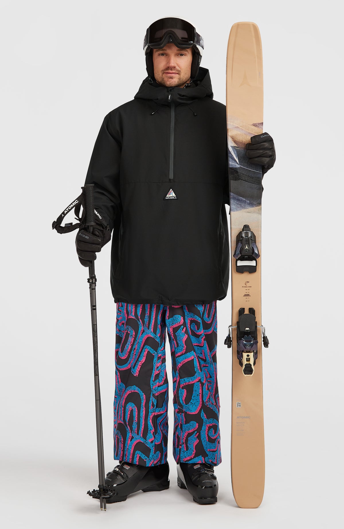FWC'Play Park Ski- und Snowboardjacke für Herren, schwarz, Ganzkörperansicht von vorne am Model