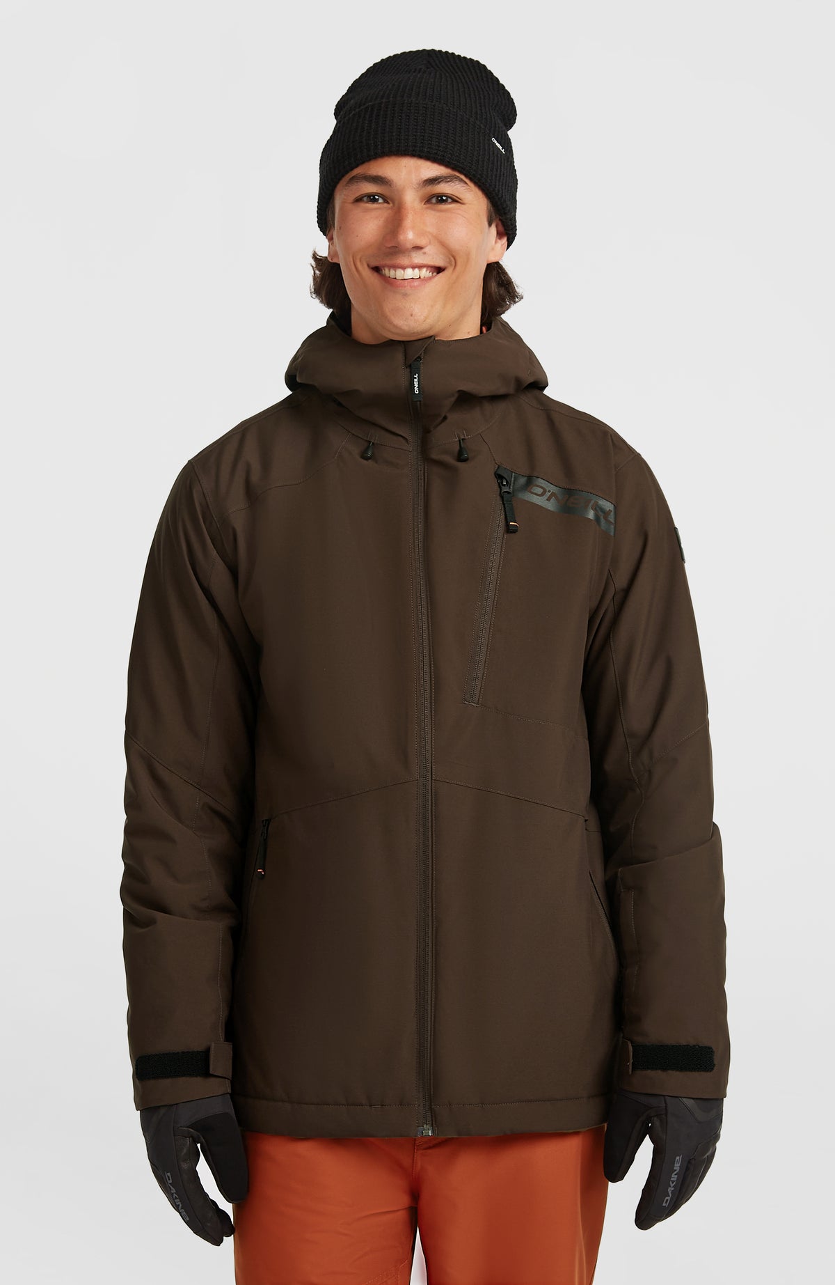 O'Neill FWC'Cruz Skijacke für Herren, braun, Vorderansicht getragen am Model