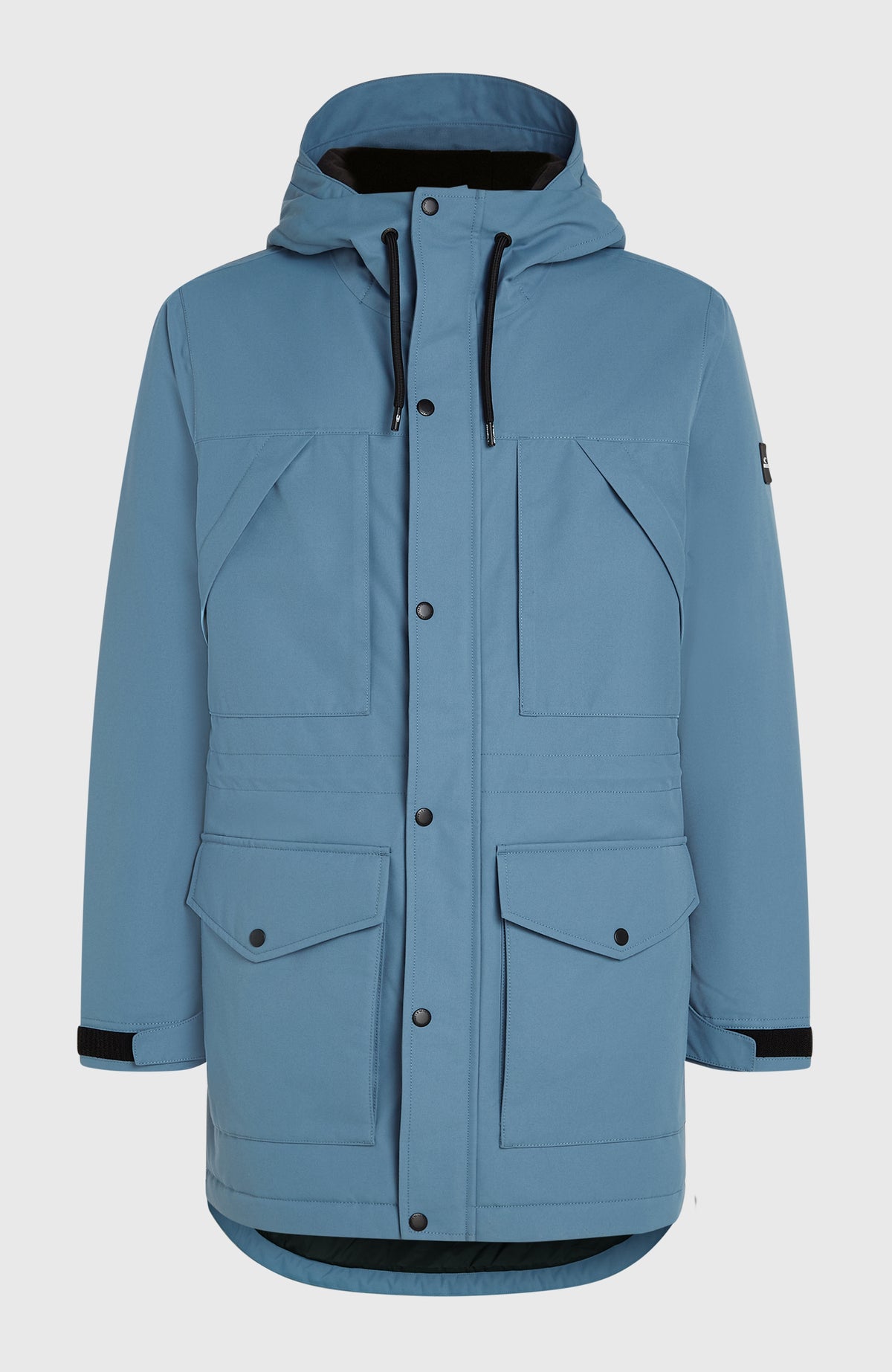 Journey Parka 10K/10K Jacke für Herren, blau, freigestellt von vorne mit Kapuze und Knopfleiste