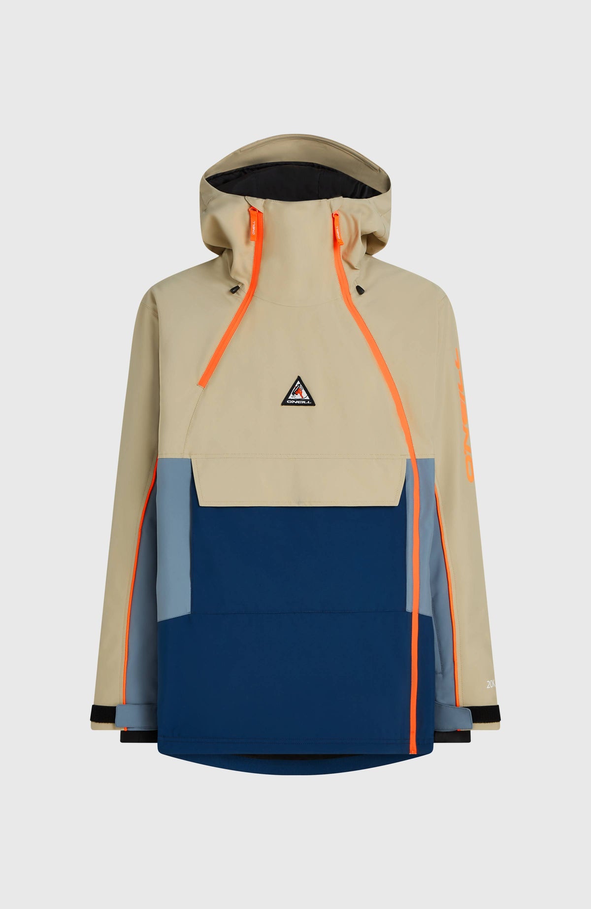 FWC'Play Asymmetric Ski- und Snowboardjacke für Herren, beige, freigestellt von vorne mit Reißverschluss