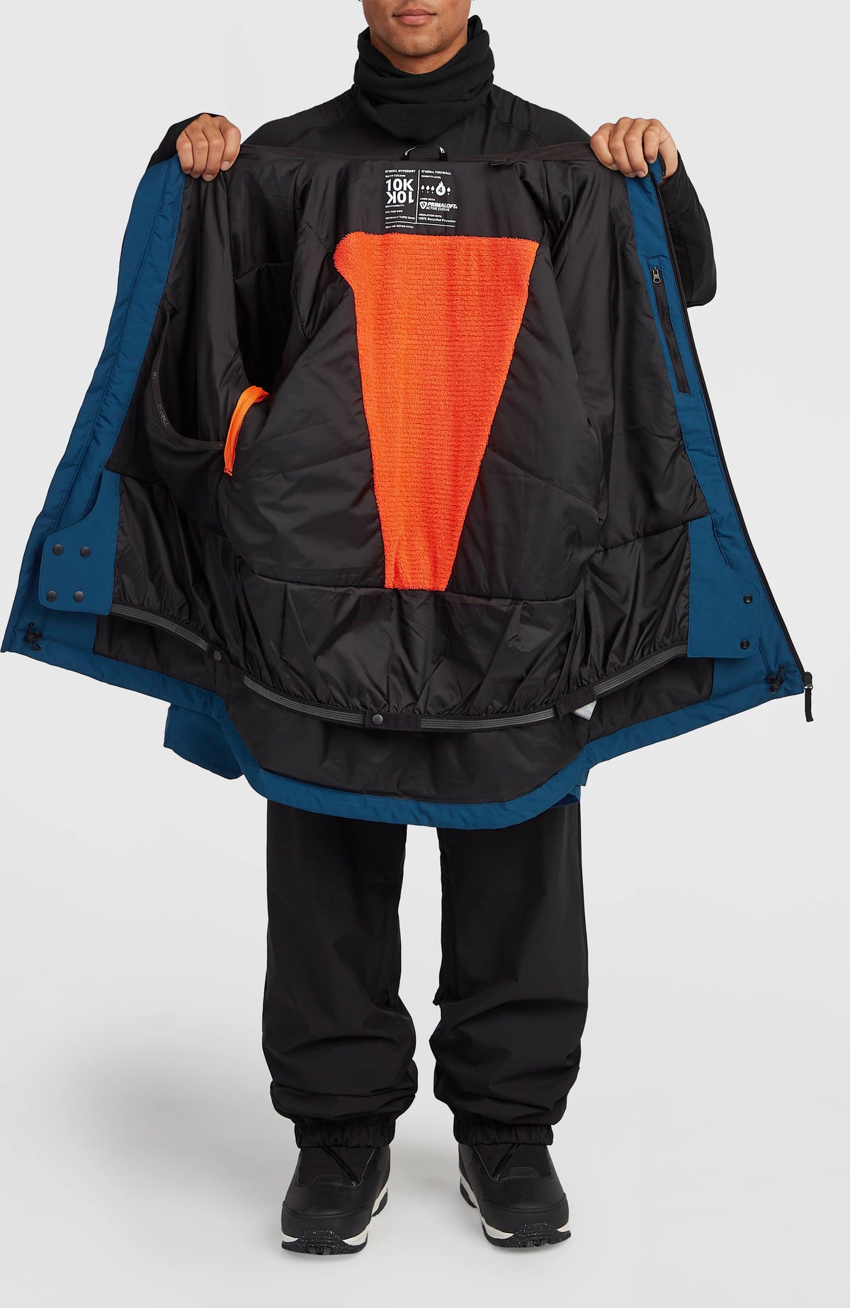 FWC'Cruz Skijacke für Herren, blau, geöffnete Jacke mit Innenfutter und Schneefang