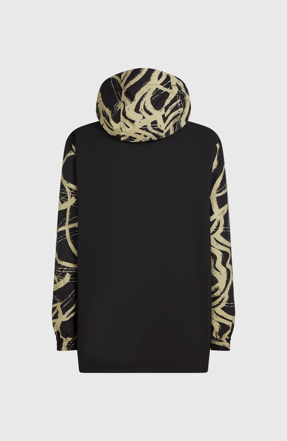 FWC'Play Park Ski- und Snowboardjacke für Herren, beige mit Linienmuster in Schwarz, freigestellt von hinten